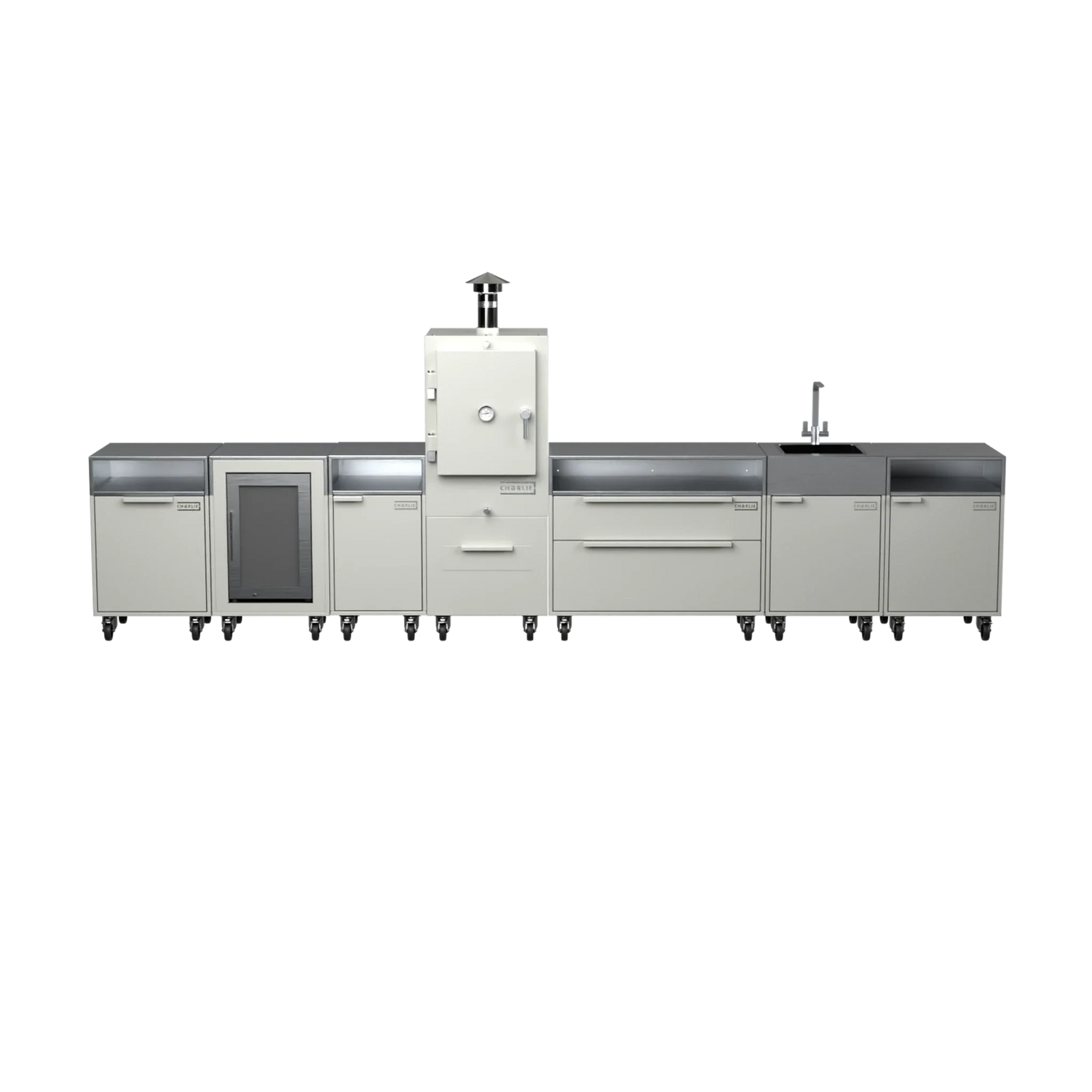 Straight Kitchen S6 in Truffle brown, straight-on front view