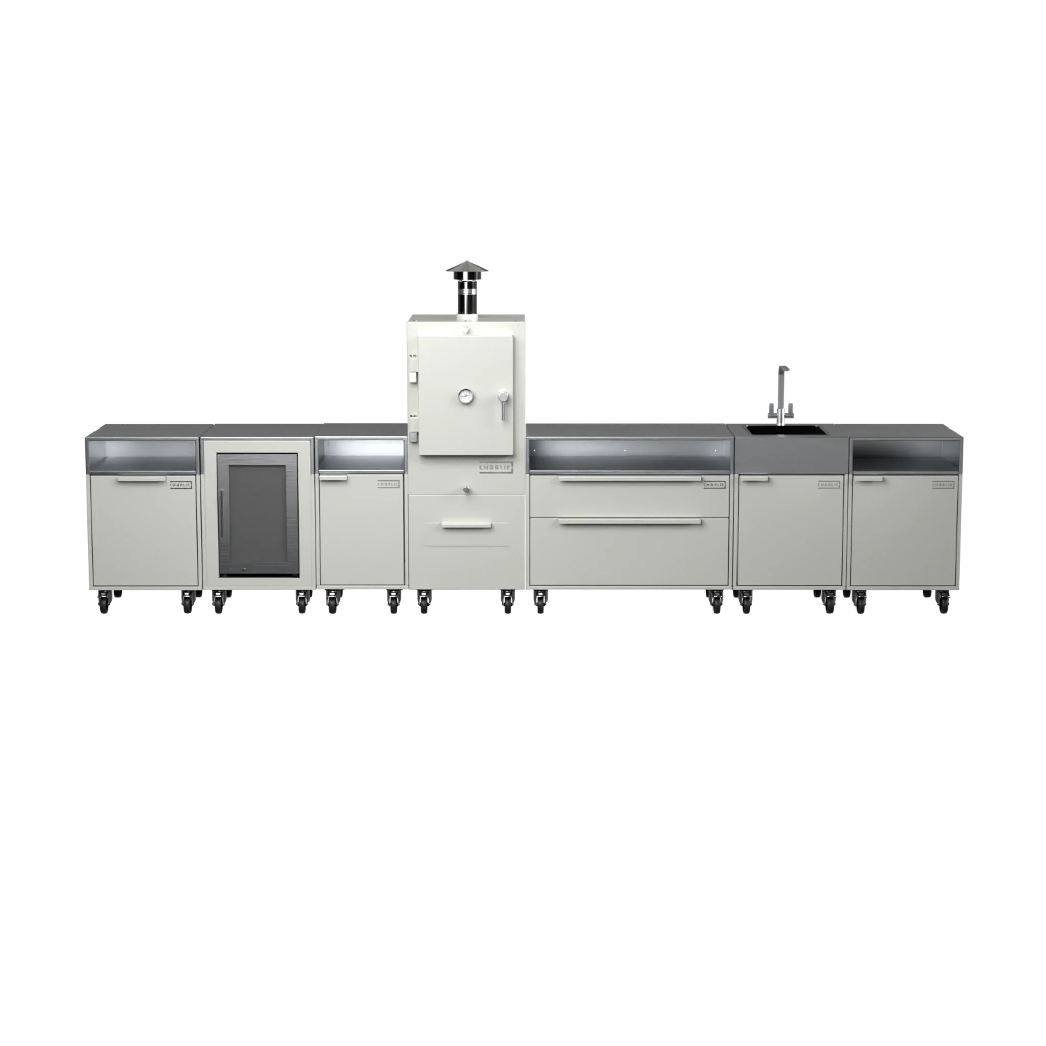 Straight Kitchen S6 in Truffle brown, straight-on front view