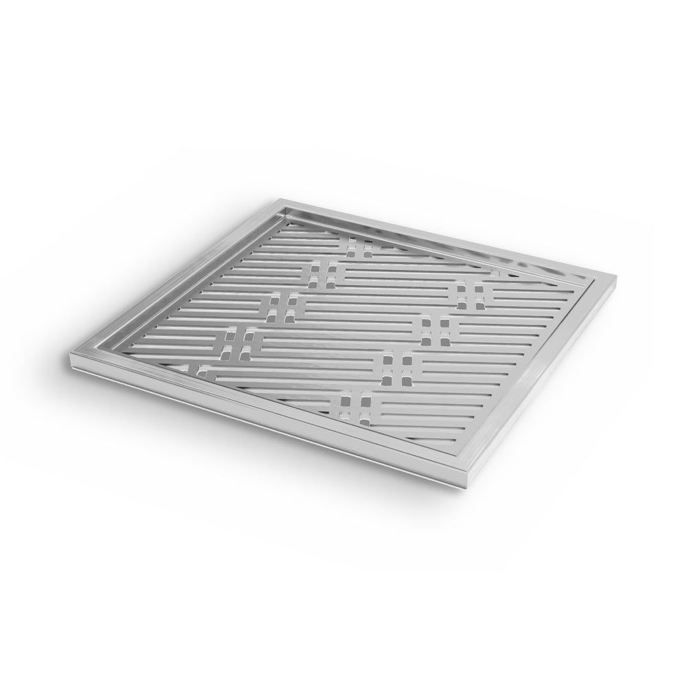Signature Sear Rack in solid stainless steel with its cut-through signature pattern, angled product view on a white background