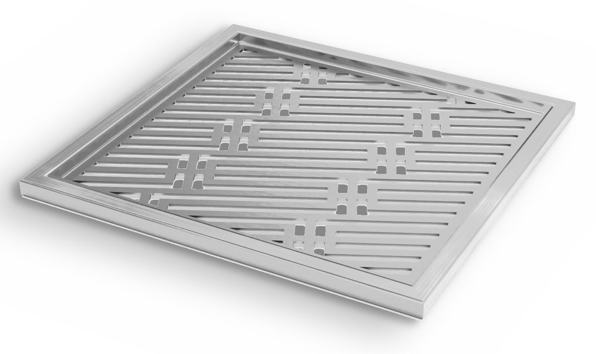Signature Sear Rack in solid stainless steel, showing the cut-through pattern and the rim