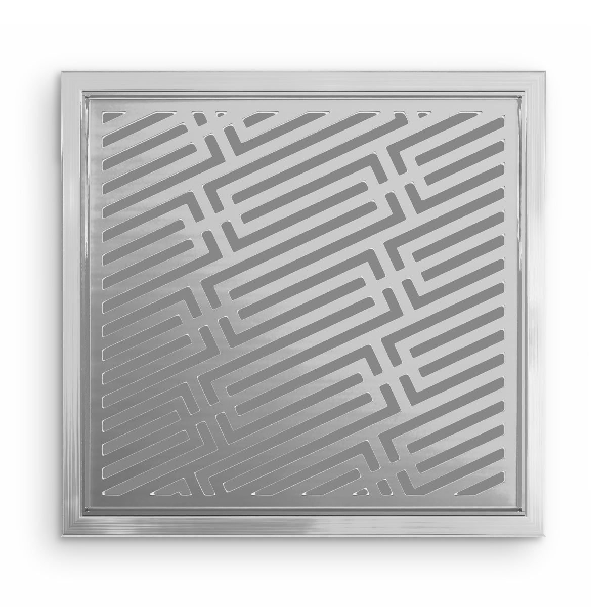 Signature Sear Rack seen from above, showing the full cut-through signature pattern in 3mm stainless steel