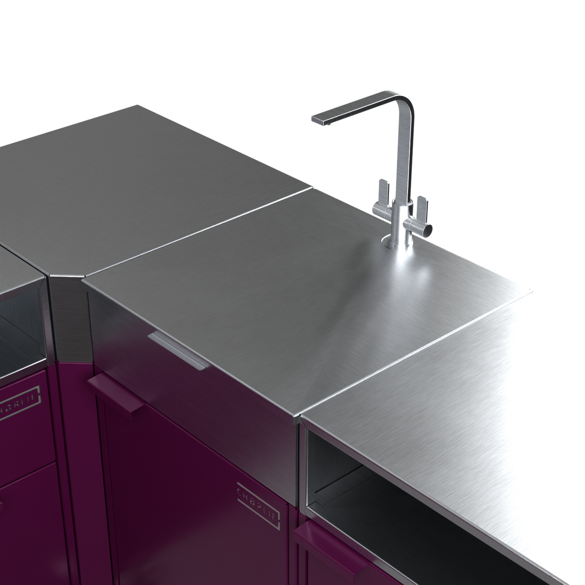 Sink worktop cover in place, turning the sink into extra worktop space