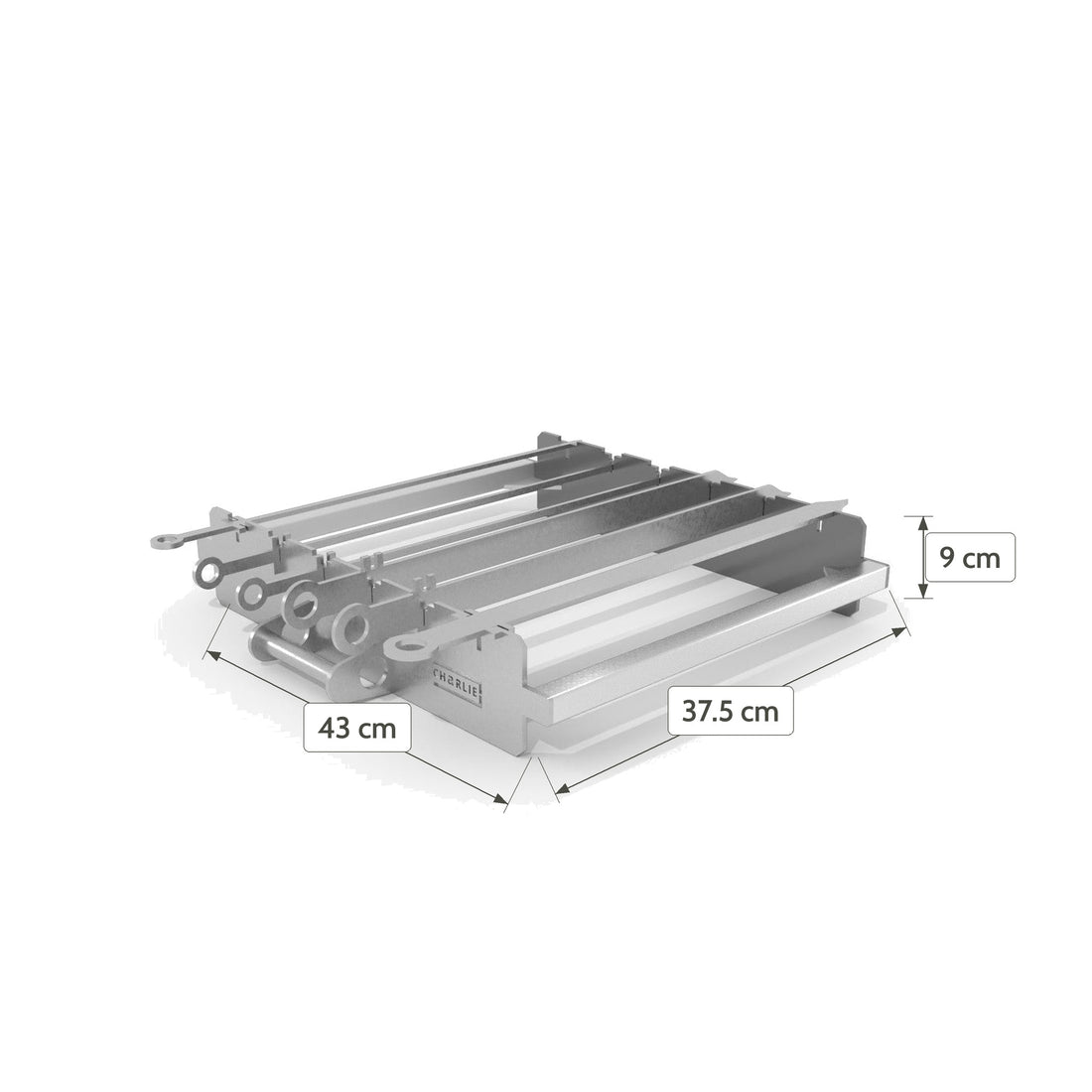 Turkish-Style Kebab Rack dimensions: 43 cm wide, 37.5 cm deep and 9 cm high