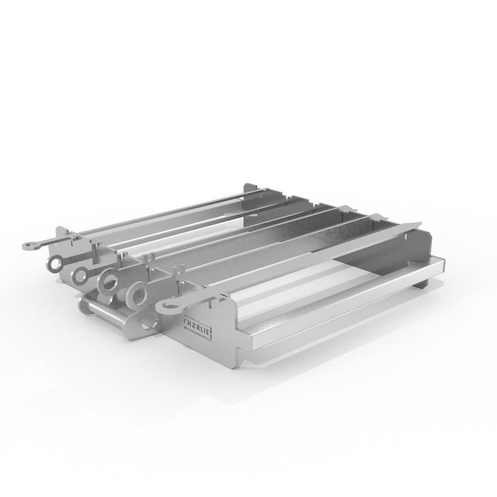 Turkish-style kebab rack with two skewer sets, stainless steel shish kebab grill stand