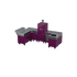 U-Shape Kitchen U1 in Beetroot, a deep purple, angled view of the modular kitchen 