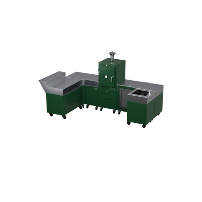 U-Shape Kitchen U1 in Green Chilli green, angled lifestyle view