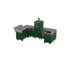 U-Shape Kitchen U1 in Green Chilli, a deep green, angled lifestyle view 