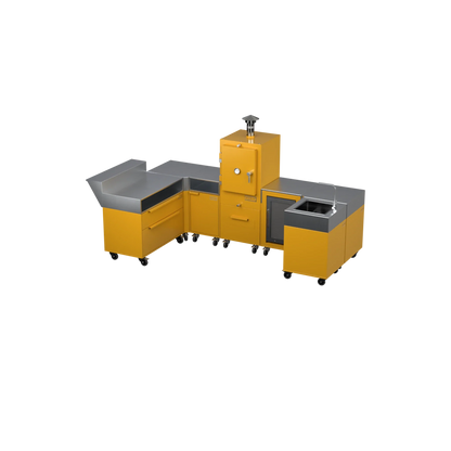 U-Shape Kitchen U1 in Honeycomb amber, angled three-quarter view