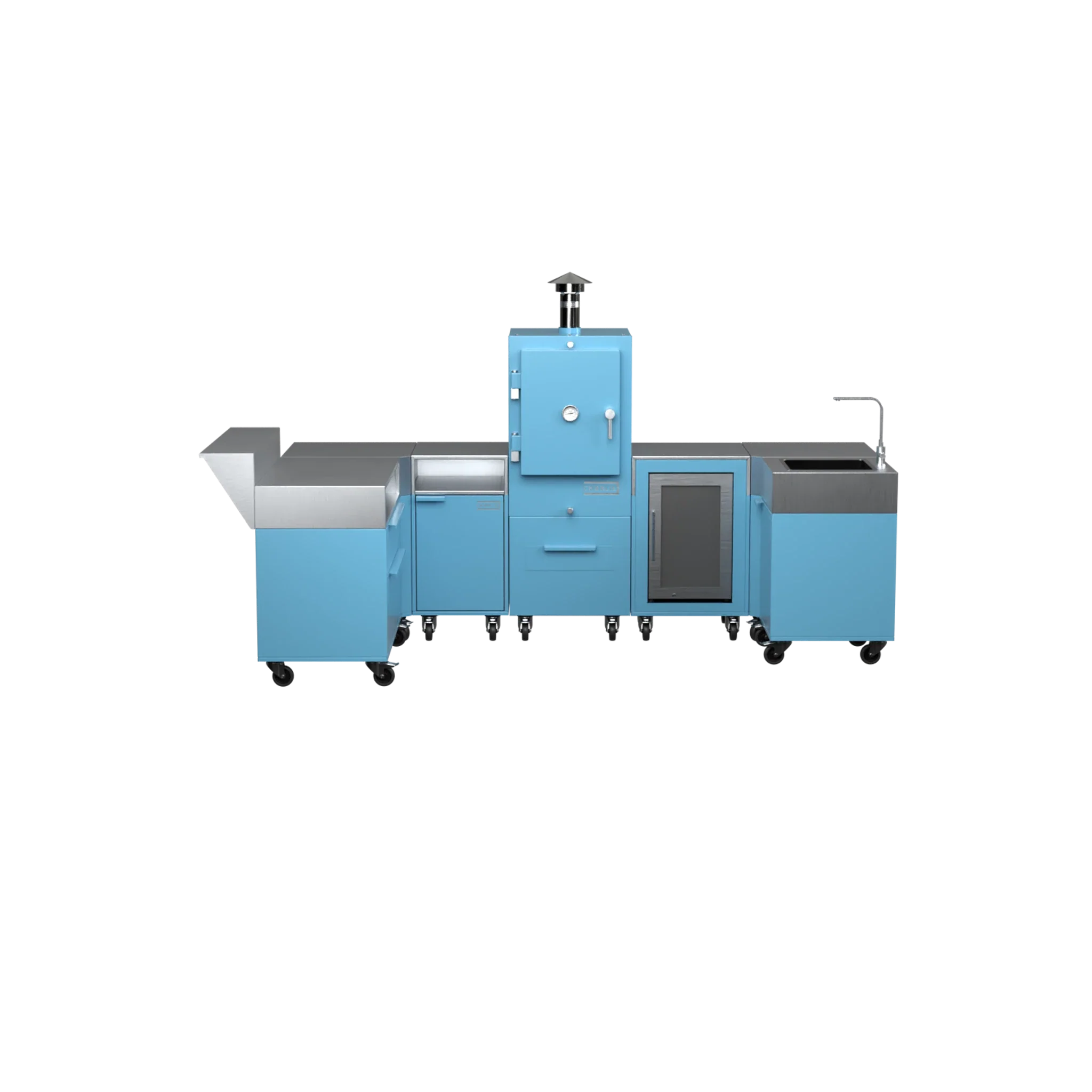 U-Shape Kitchen U1 in Blue Marlin blue, front view