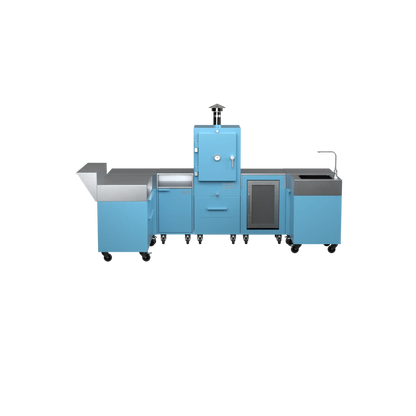 U-Shape Kitchen U1 in Blue Marlin blue, front view