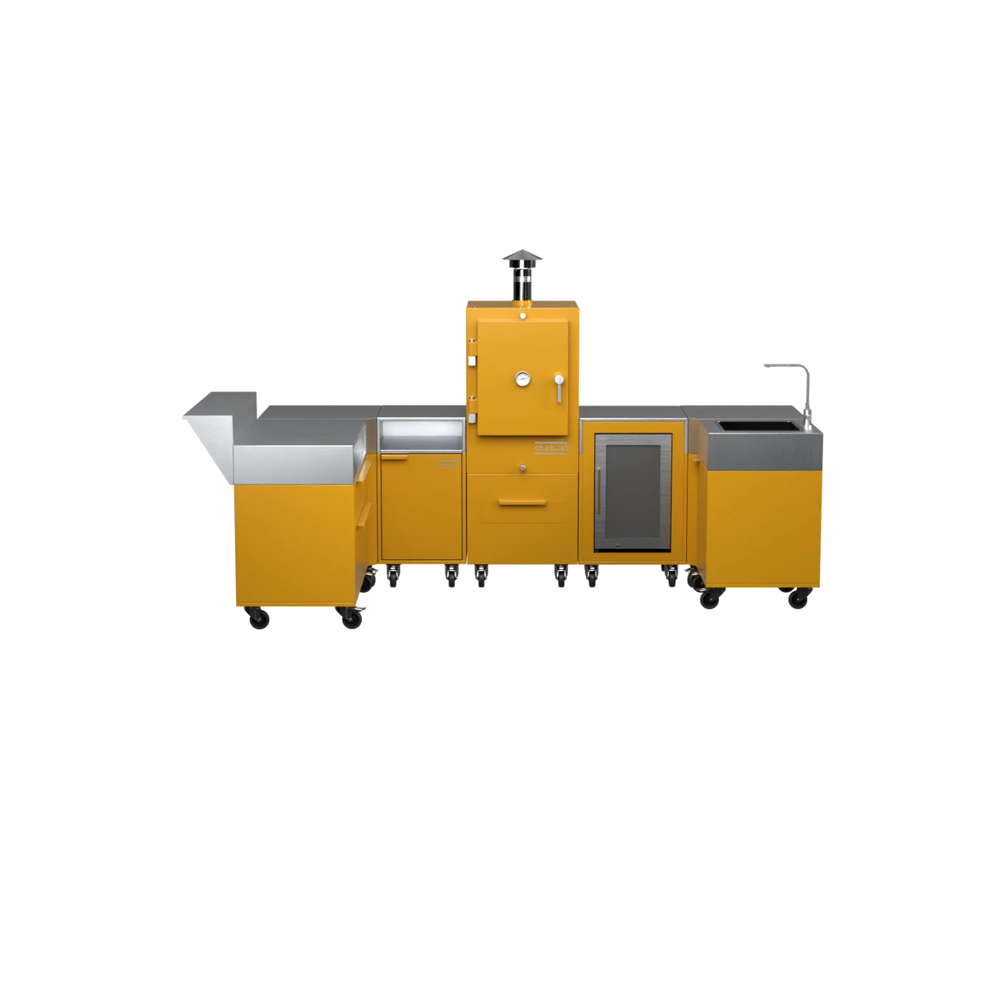U-Shape Kitchen U1 in Honeycomb amber, straight front view