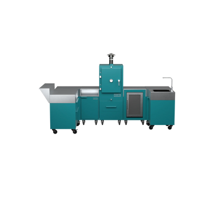 U-Shape Kitchen U1 in Teal Duck teal, front elevation view