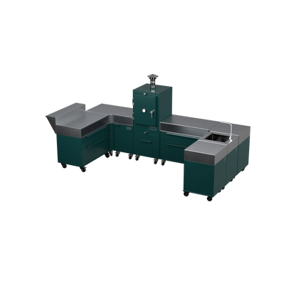 U-Shape Kitchen U2 in Agave green, angled three-quarter view
