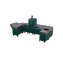 U-Shape Kitchen U2 in Agave, a dark green-blue, angled three-quarter view 
