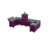 U-Shape Kitchen U2 in Beetroot, a deep purple, angled corner layout view 