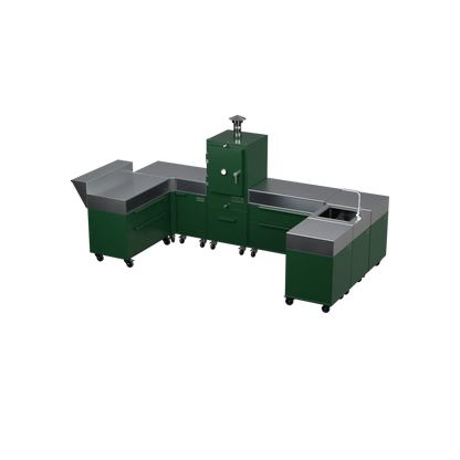 U-Shape Kitchen U2 in Green Chilli green, angled corner view