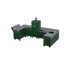 U-Shape Kitchen U2 in Green Chilli, a deep green, angled corner view 