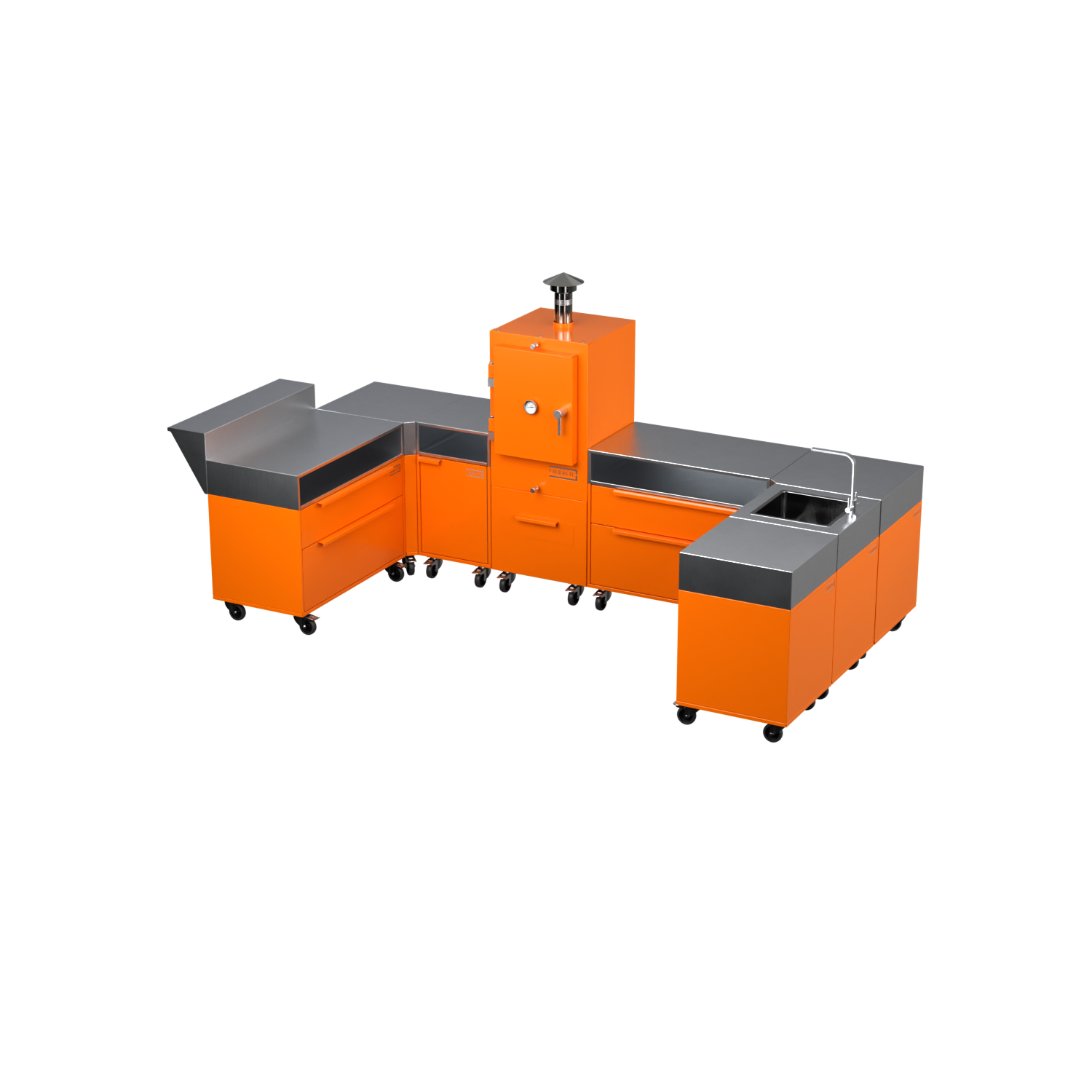 U-Shape Kitchen U2 in Saffron yellow, angled three-quarter view