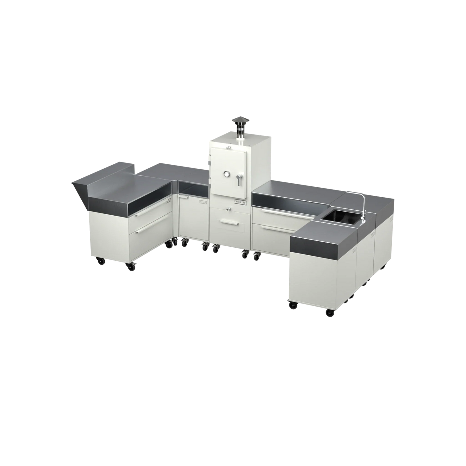 U-Shape Kitchen U2 in Truffle brown, angled corner layout view