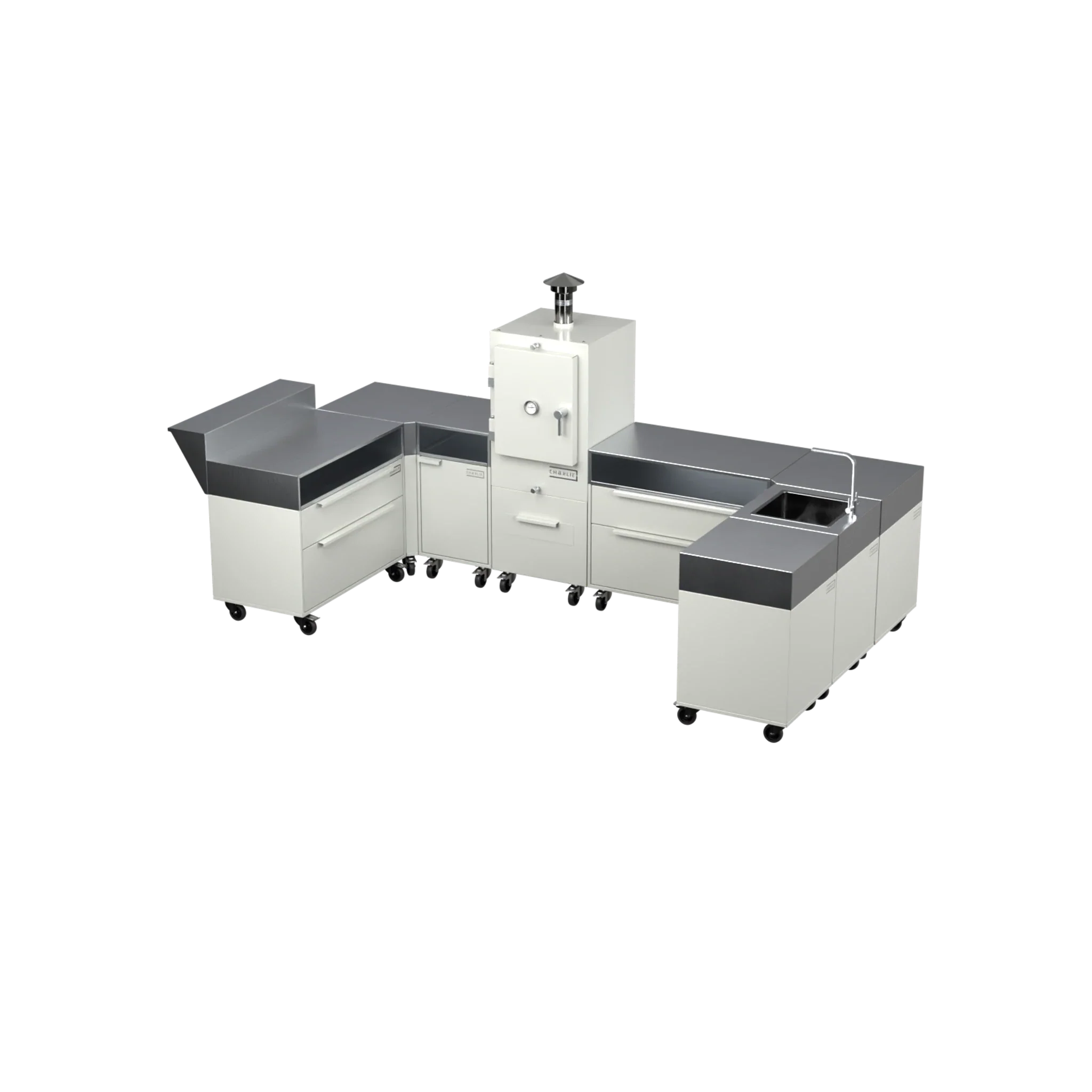 U-Shape Kitchen U2 in Truffle brown, angled corner layout view
