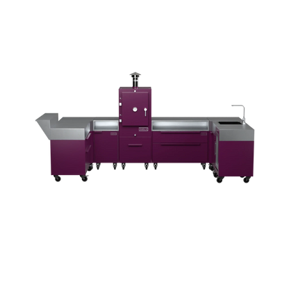 U-Shape Kitchen U2 in Beetroot purple-red, straight front elevation