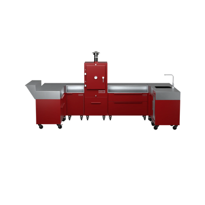 U-Shape Kitchen U2 in Dark Cherry red, straight-on front view