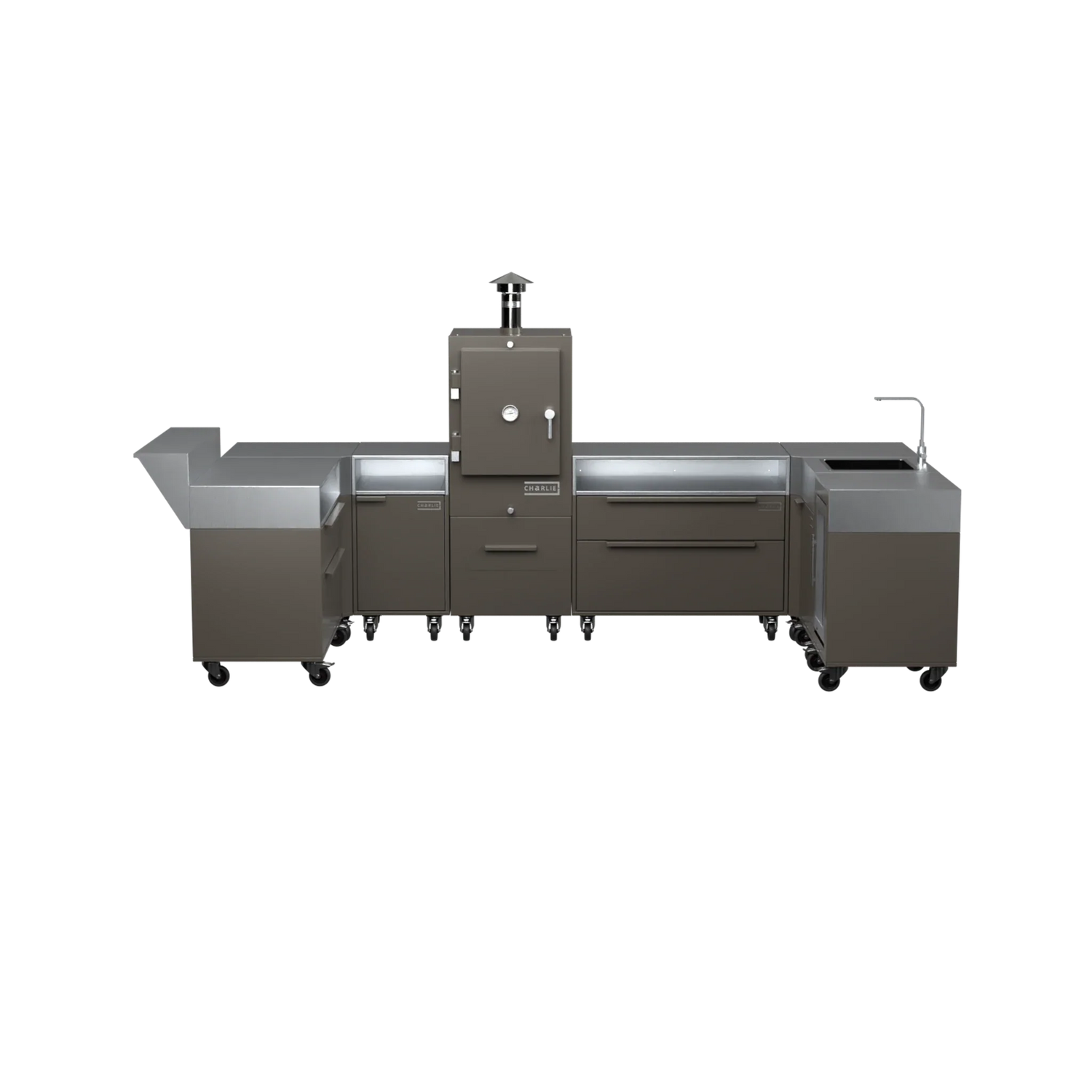 U-Shape Kitchen U2 in Porcini taupe, straight-on front view