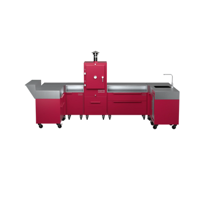 U-Shape Kitchen U2 in Rhubarb pink, straight front elevation
