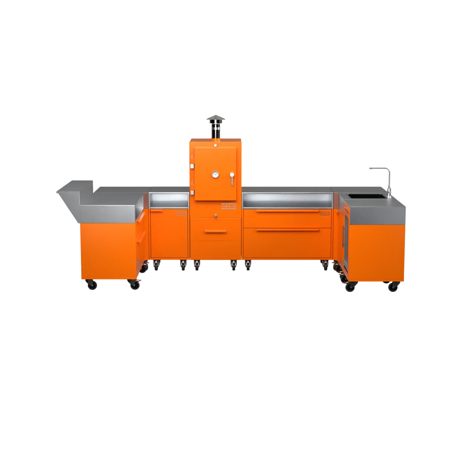 U-Shape Kitchen U2 in Saffron yellow, straight-on front elevation