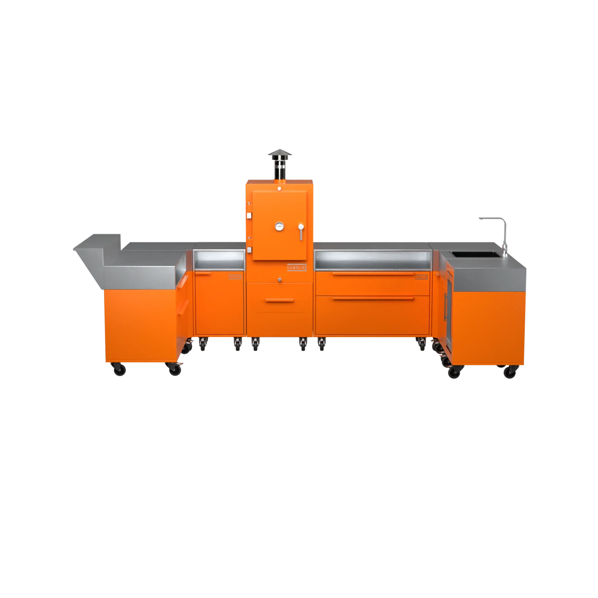 U-Shape Kitchen U2 in Saffron yellow, straight-on front elevation