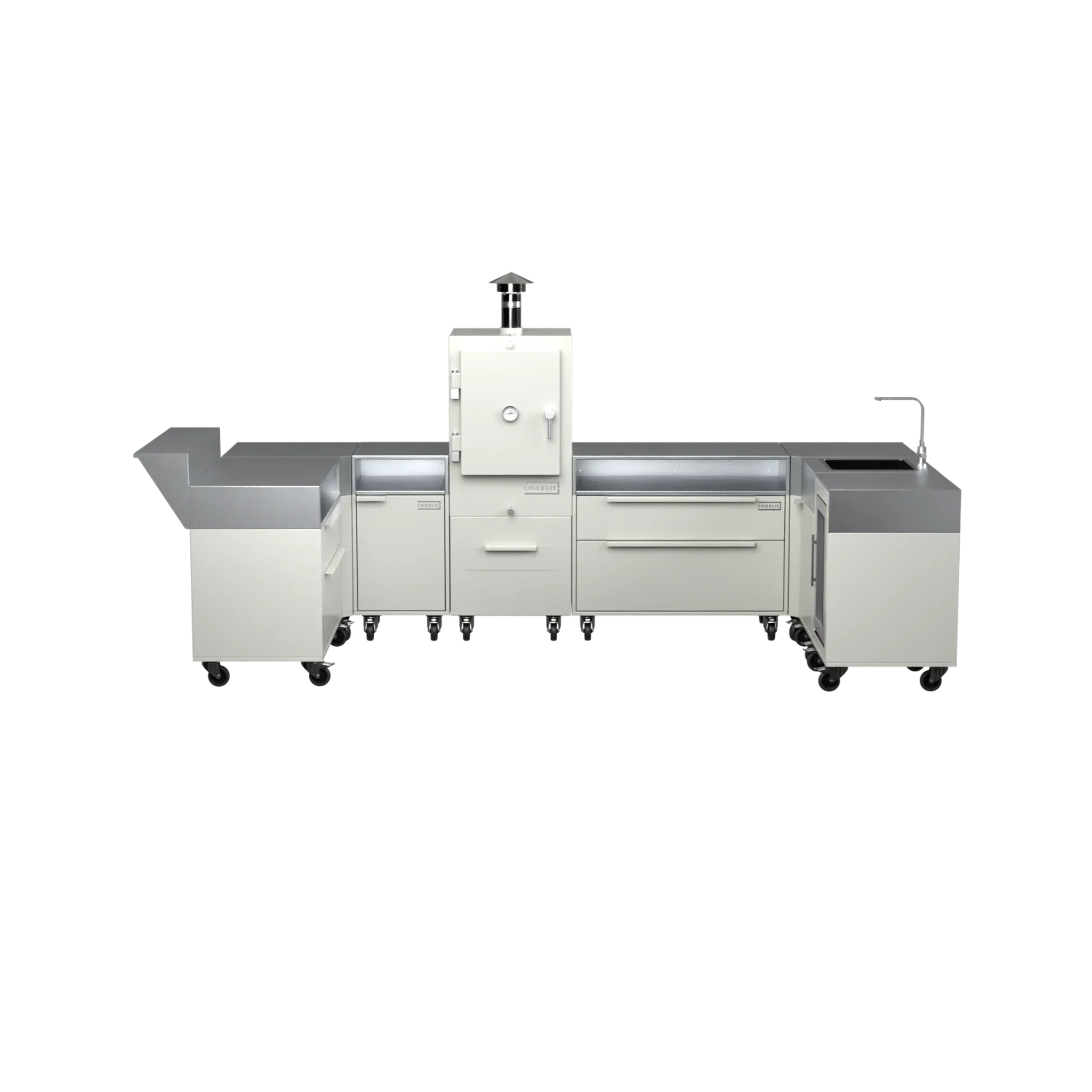 U-Shape Kitchen U2 in Truffle brown, straight front elevation