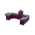 U3 U-Shape modular kitchen in beetroot red, angled three-quarter view