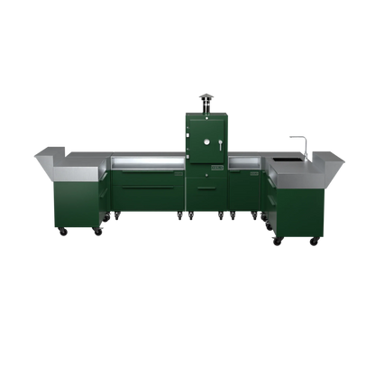 U3 U-Shape kitchen in green chilli green, straight-on front elevation