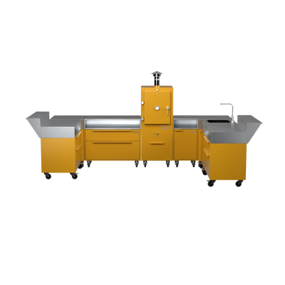 U3 U-Shape kitchen in honeycomb amber, straight-on front elevation