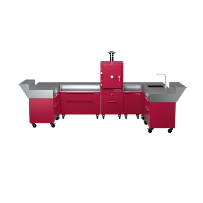 U3 U-Shape kitchen in rhubarb pink, straight-on front elevation