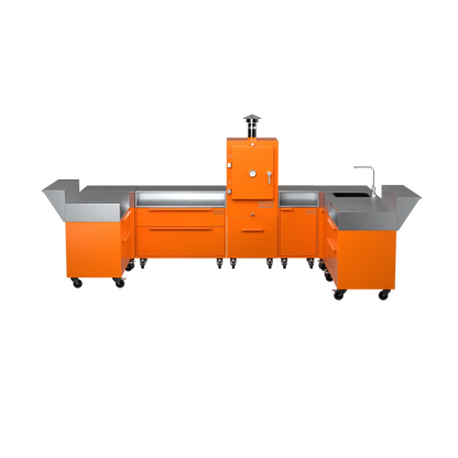 U3 U-Shape kitchen in saffron yellow, straight-on front elevation