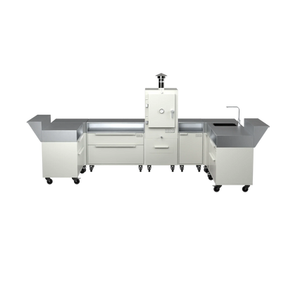 U3 U-Shape kitchen in truffle brown, straight-on front elevation
