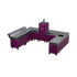 U-Shape Kitchen U4 in Beetroot, a deep purple, three-quarter angle view of the outdoor kitchen 