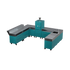 U-Shape Kitchen U4 in Teal Duck, an aqua blue-green, three-quarter angle view of the kitchen 