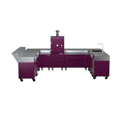 U-Shape Kitchen U4 in Beetroot purple-red, straight-on front elevation of the units