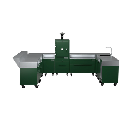 U-Shape Kitchen U4 in Green Chilli green, straight-on front elevation of the units