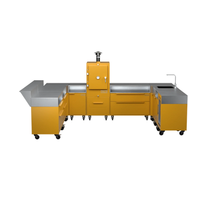 U-Shape Kitchen U4 in Honeycomb amber, straight-on front elevation of the units