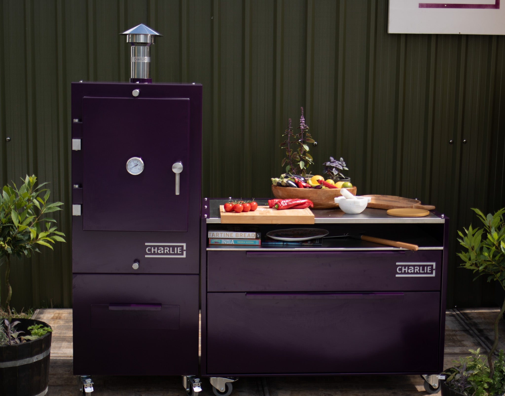 Charlie Outdoor Kitchen Island Unit - Charlie Oven #colour_beetroot
